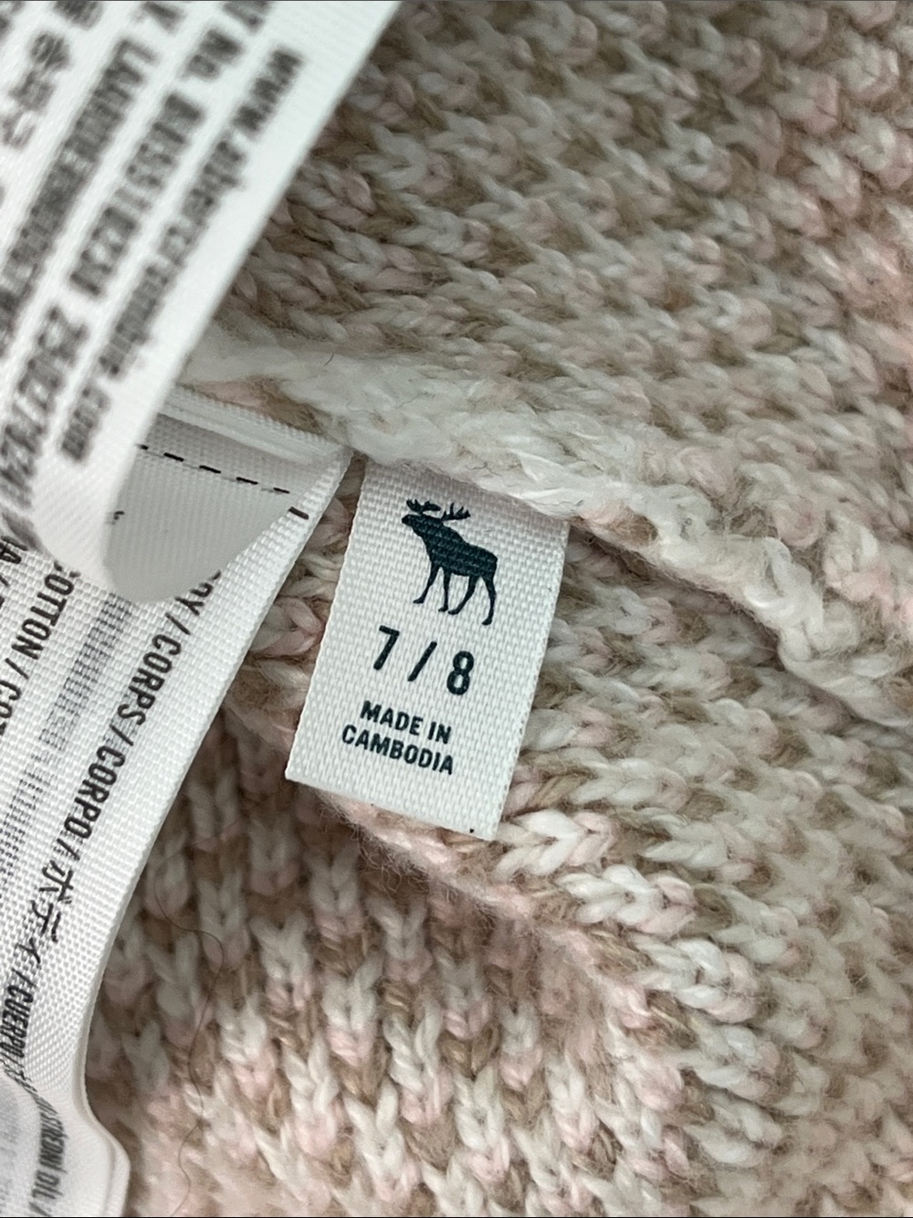 ABERCROMBIE KIDS CARDIGAN PEARL AND GOLD BUTTONS TAN PINK CREAM GIRLS SZ 7/8 - Picture 9 of 13